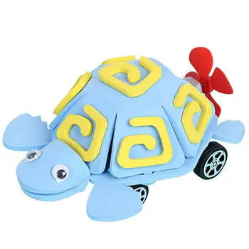 

1pc Kids Robot Tortoise DIY Handmade Robot Model Decorative Tortoise Toy DIY Science Kit without Battery (Sky-blue)