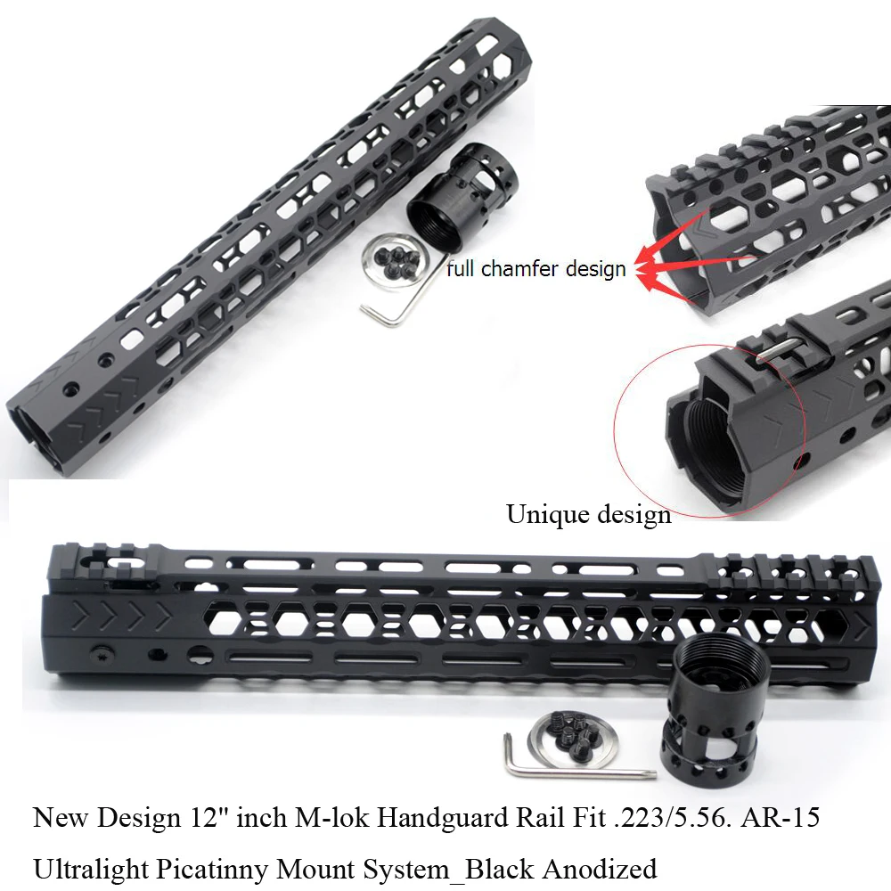 TriRock AR-15. 223/5. 56 черный/красный/Загар 12 дюймов M-lok Handguard рельсовый прицел система крепления с/без 3 шт mlok рельсовый профиль