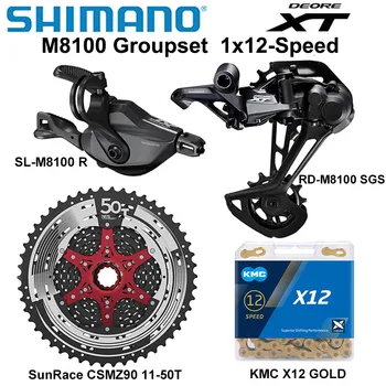 

SHIMANO DEORE XT M8100 Groupset MTB Mountain Bike 1x12-Speed CSMZ90 11-50T SL+RD+CSMZ90+X12 M8100 shifter Rear Derailleur 4 PCS