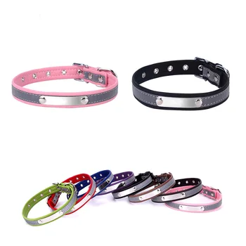 

Customized Microfiber Pets Collars Reflective Lettering Collar Engrave Dog Tag Name ID for Small Medium and Large Dogs Bulldog