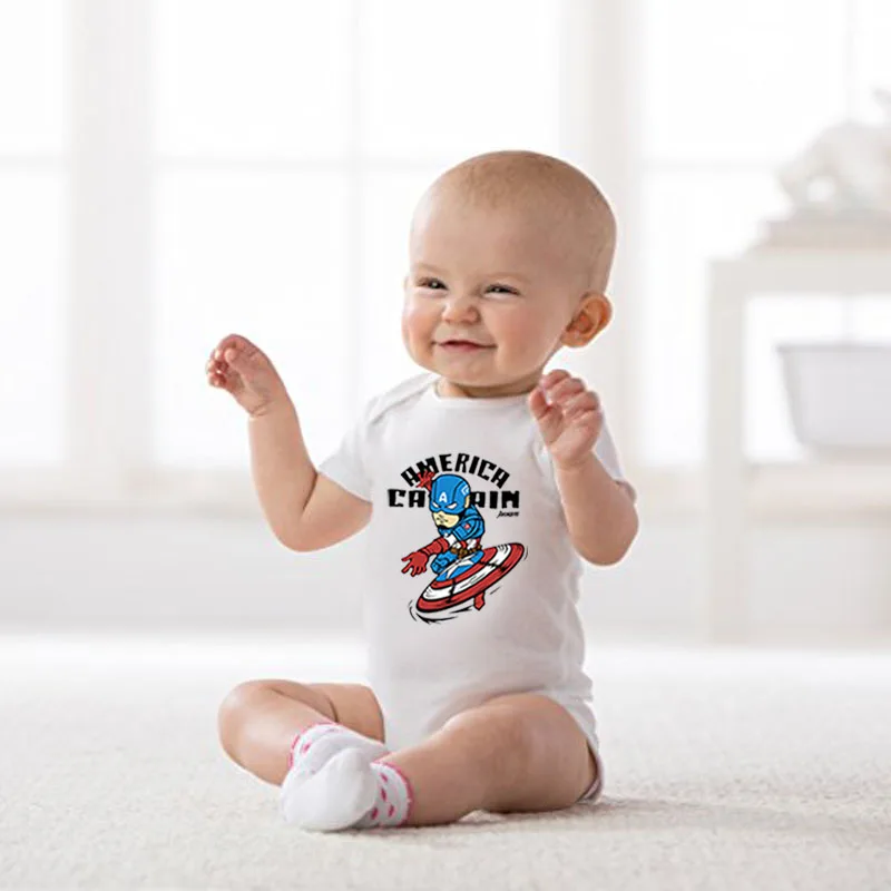 

Lucky America Captain Onesie Summer Infant Romper Cute Cartoon Print Baby Boys Girls Jumpsuits Clothes