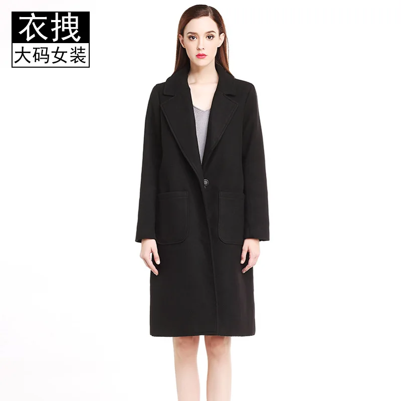 

Winter New Style Large Size Woolen Jacket Fat Mm Plus-sized Mid-length Brand Coat 200 Cardigan