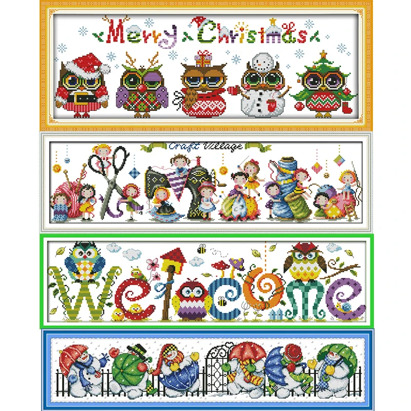 DIY cartoon series pattern printing cross stitch kit DMC 11CT 14CT counting canvas printing craft set Christmas embroidery decor cross stitch kit