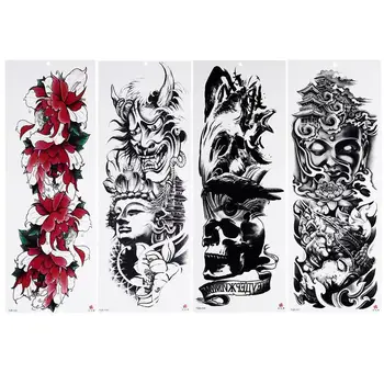 

4 PCS Skull Flower Waterproof Halloween Skin Stickers for Body