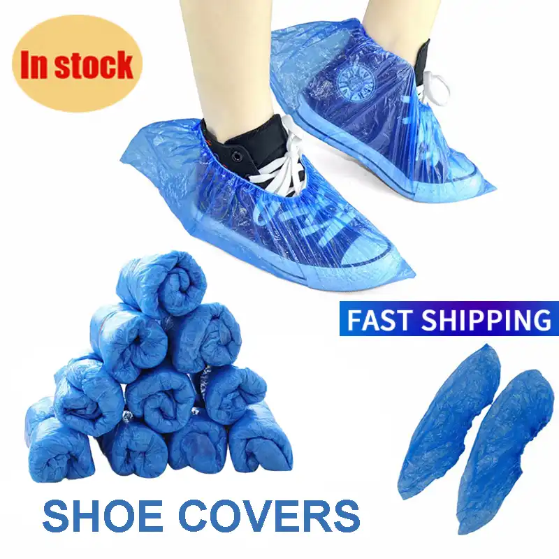blue plastic overshoes