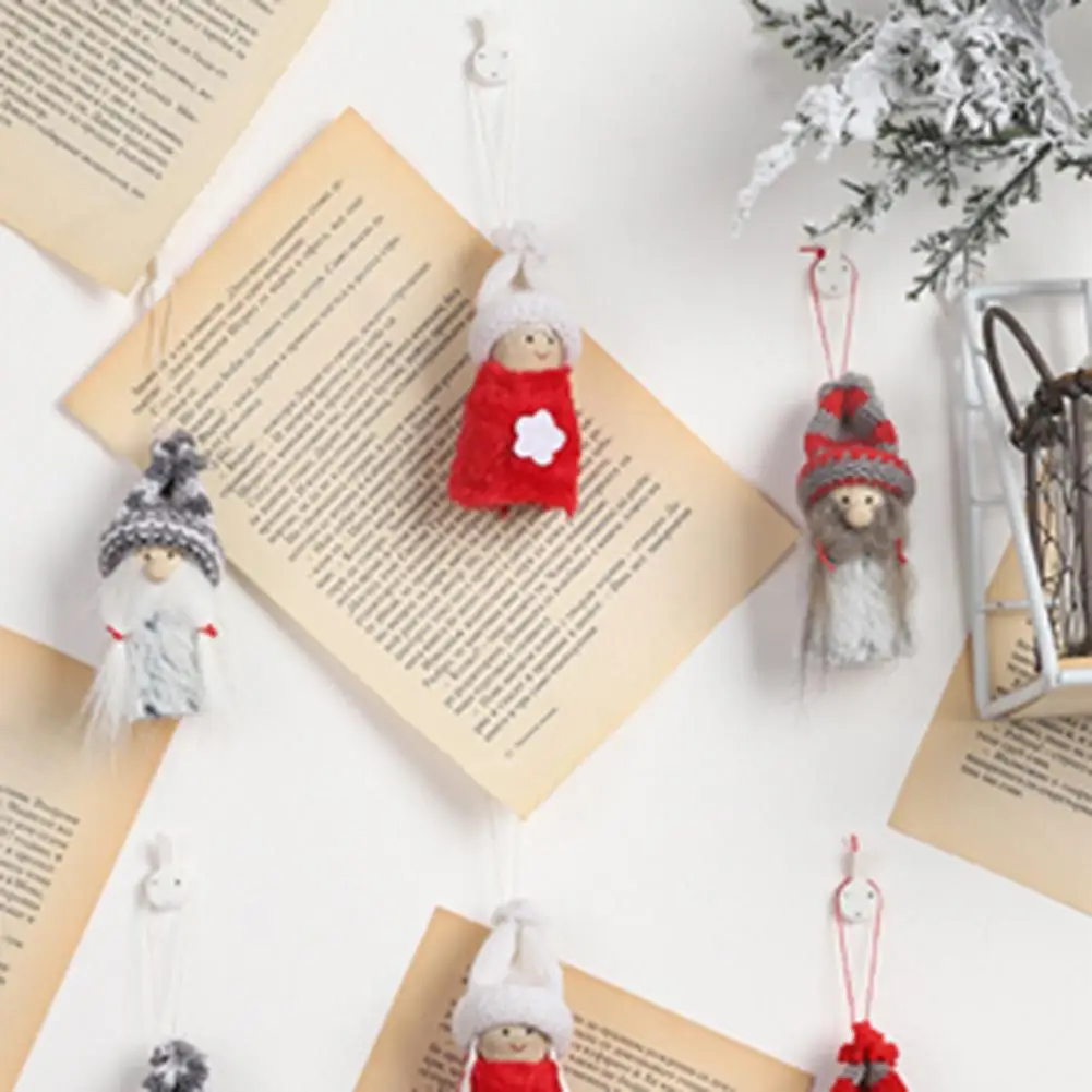 

6Pcs Xmas Girl Doll Durable Soft Plush Toy Hanging Pendant Christmas Tree Window Closet Decoration