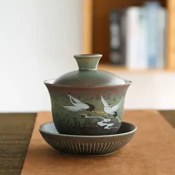 

Vintage Ceramic Gai Wan Cha Large Number King Kung Fu Tea Anti-Scalding Tea Sancai Bowl A Single Home Sopera De Ceramica Gaiwan