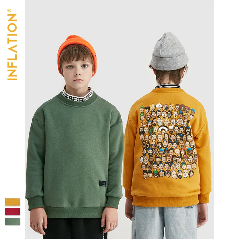 

INFLATION KIDS 2019 AW Boys Sweatshirt Autumn Cotton Material Kids Hoodies Girls Sweatshirt 4-15 Years Kids Clothing 19560A