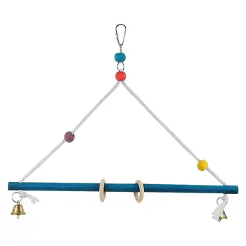 

Parrot Swing Toy with Bell Pet Bird Play Stand Toy Parrot Wood Standing Rod