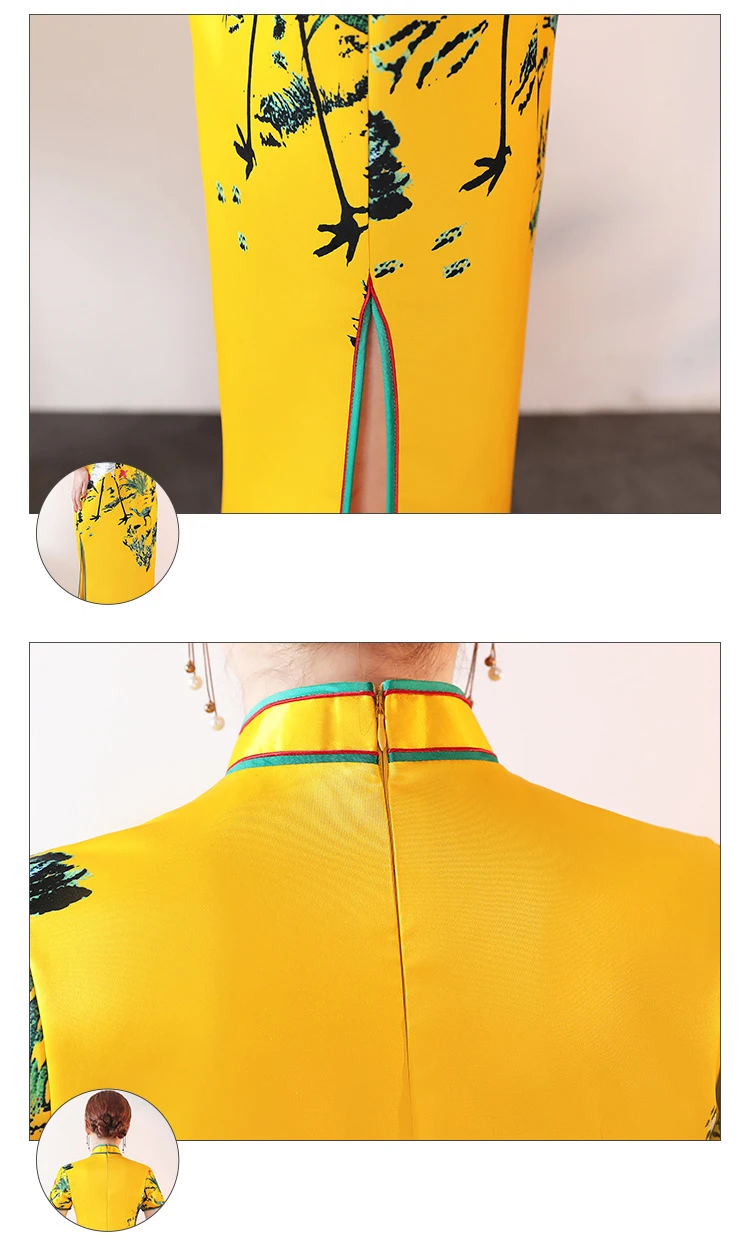 Plus size 5XL custom cheongsam female new autumn large size Slim Chinese dress Improvement Retro dignified long style cheongsam