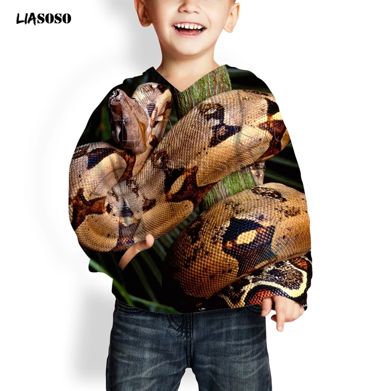 LIASOSO, новинка, 3d принт, животное, змея, унисекс, принт с животными, летняя мода, худи для женщин, мужчин, детей, Забавный пуловер Harajuku, Питон - Цвет: 3