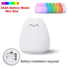  Silicone Touch Sensor LED Night Light For Children Baby Kids 7 Colors 2 Modes Cat LED USB LED Night Lamp 