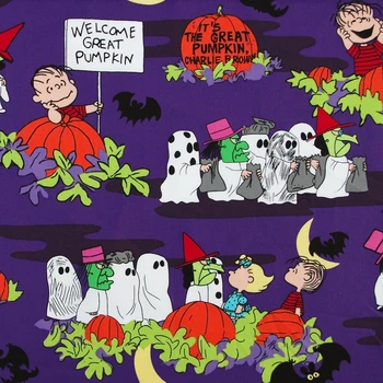 

1 yard The Great Pumpkin, Charlie Brown,ghost and bat printed Cotton Woven Fabric (width=140cm)