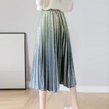 Модные юбки, элегантные юбки для женщин, Омбре, высокая талия, а-силуэт, Осень-зима, повседневные, длинные, подходят, юбки для девушек, faldas mujer moda