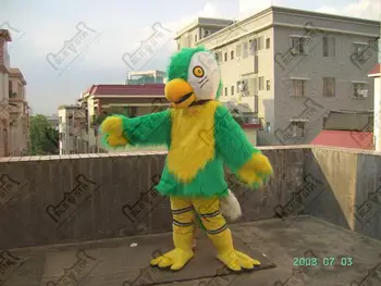 

blue and yellow fur eagle mascot costumes parrot walking actor long fur bird mascot costumes