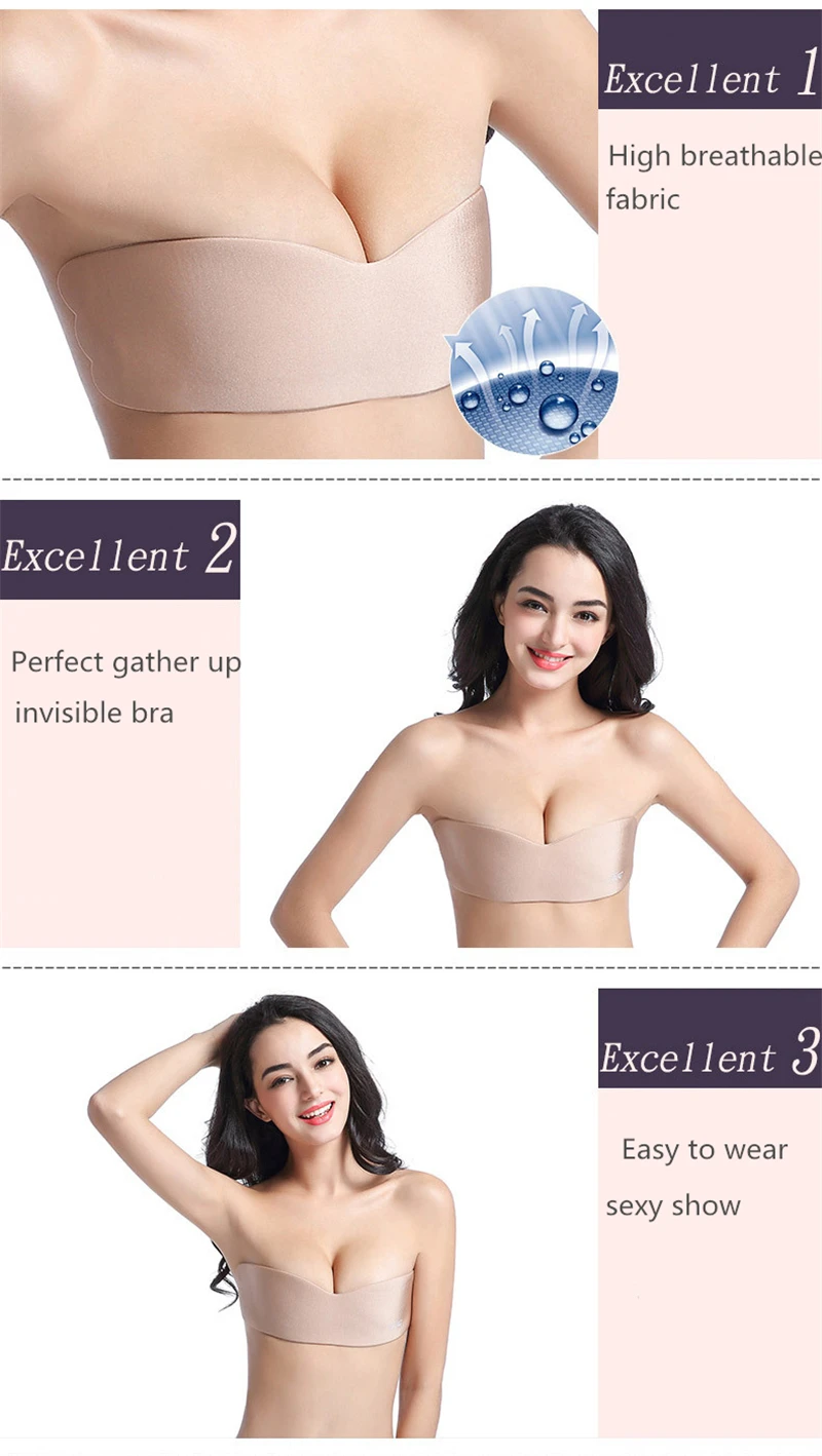 Buy Sticky Bra Strapless Push-up Plus-Size - 2021 Gifts for Women
