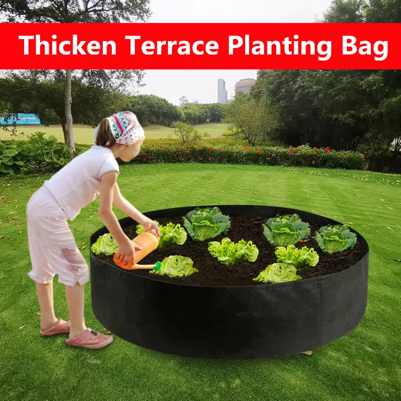 

Round Planting Container Grow Bag Garden Flower Vegetable Seeds Compost Pots Planters Bed Breathable Felt Plants Nursery Tools