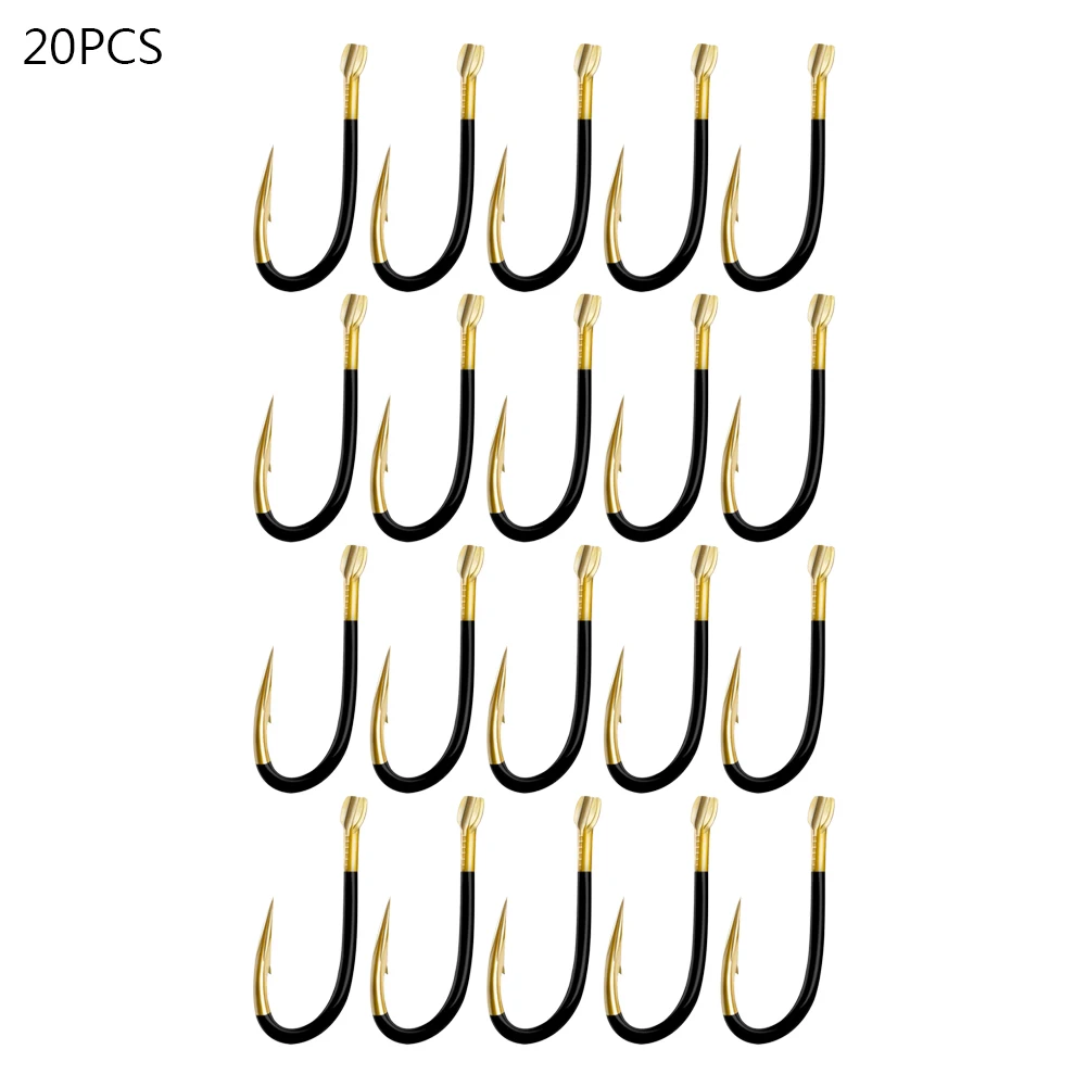 20Pcs Fishing Hooks Titanium Alloy Fishing Barbed Hook Worm Bait Holder Fishhooks Fish Lures Tackle Tools Accessories Supplies