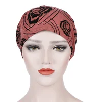 Creative Rose Flower Lace Turban Scarf Caps Summer Autumn Muslim Cap Chemo Beanie Hat Women Hair Accessories Female Head Wrap 2