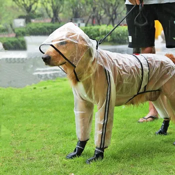 

Pet Raincoat Dog Clothing Hooded Transparent Waterproof Coat Teddy Large Dog Rain Out Clothes Rain Jackets for Animals Coats