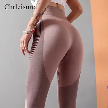 

Chrleisure Fitness High Waist Seamless Woman's Leggings Casual Stripe Push Up Female Trousers Bodybuding Ladies' Leggings