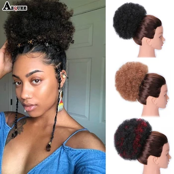 

AZQUEEN Hair Extensions High Puff Afro Curly Wig Ponytail Drawstring Short Afro Kinky Pony Tail Clip in on Synthetic Hair Bun
