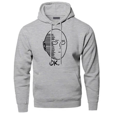 One Punch Man толстовка мужская OK Saitama толстовки зима осень теплая забавная уличная одежда с японскими аниме-принтами спортивная одежда