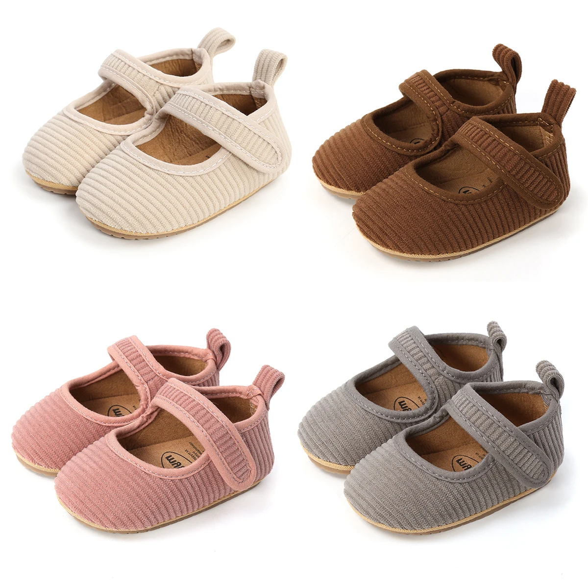 Citgeett Autumn Baby Girls Boys Non-Slip Corduroy First Walking Shoes Soft Sole Solid Infant Sock Shoes
