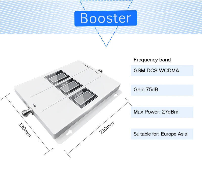 Walokcon 2g, 3g, 4g, Tri двух Диапазонный усилитель сигнала 900 1800 2100 GSM WCDMA UMTS LTE Сотовая связь ретранслятор 900/1800/2100 МГц усилитель B1& B3