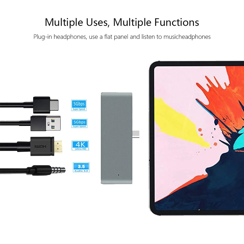 USB C концентратор с 3,5 мм аудио разъемом 4K HDMI 5 Гбит/с USB порт 18 Вт зарядка мульти концентратор для для IPad ноутбука планшета Настольный смартфон