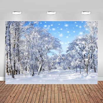 

Winter Backdrops Snowing Forest Trees Pathway Photography Backgrounds Baby Portrait Photozone Photocall for Photo Studio