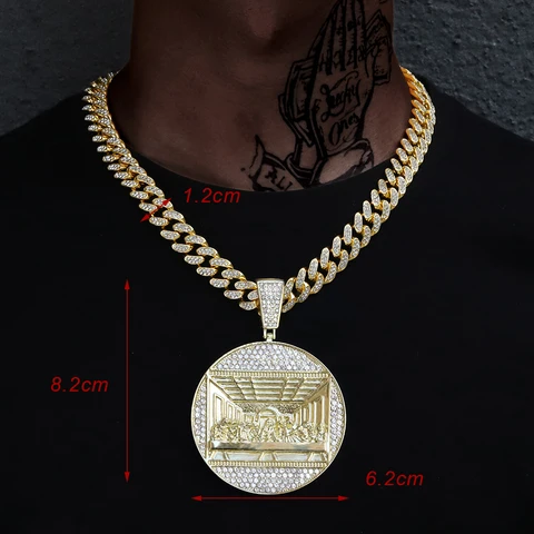 Cuban Necklace Iced Out Link Chain Game Controller Handle Pendant Necklace for Women Men Gold Color Hip Hop Jewelry
