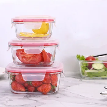 

Heat-resistant Glass Preservation Box Microwave Oven Dedicated Office Worker Lunch Box Household Sealed Lunch Box with Lid Glass