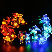 СВЕТОДИОДНЫЙ цветной светильник с цветком персика, солнечный садовый светильник, водонепроницаемый садовый светильник, декоративные огни, Рождественский праздничный светильник