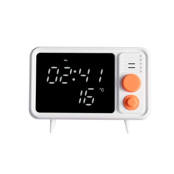 

Retro TV Mirror Alarm Clock Multi-Function Digital Alarm Clock Bedroom Bedside Alarm Clock Desk Lamp Bluetooth o