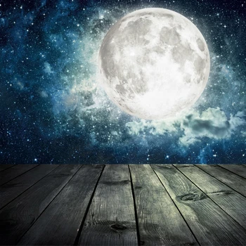 

Laeacco Shiny Moon Star Starry Dark Wooden Floor Baby Kid Scenic Photo Backgrounds Photography Backdrops Photo Studio