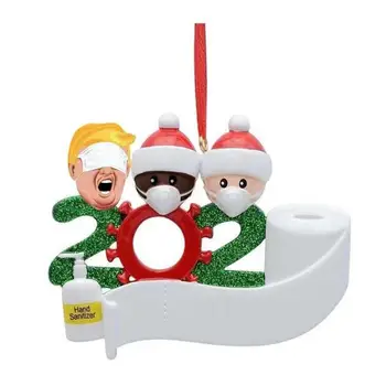

2020 Quarantine Christmas Decoration Trump Christmas Tree Pendant Innovative Hanging Personalized Santa Claus With Mask Ornament