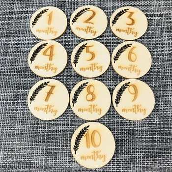 

Wooden Baby Marker Cards | Set of 12 engraved wooden marker cards, for newborns-baby gift idea-party, for girls and boys