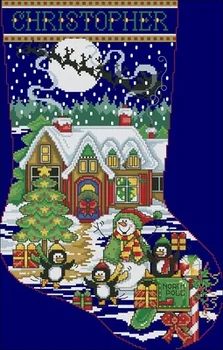 

NN YIXIAO Counted Cross Stitch Kit Cross stitch RS cotton with cross stitch Haejbgqs Snowman and Penguin Christmas socks