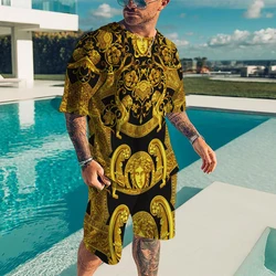 T Shirt et short surdimensionnés à col rond pour hommes, ensemble 2 pièces rétro Harajuku, tendance de la mode de rue, séchage rapide, vêtements de sport 