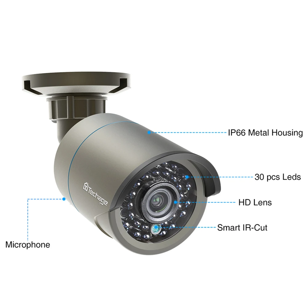 Techage 1080P 8CH POE камера NVR безопасности Системы пуля + купольные камеры наружного и