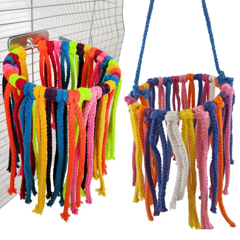 Питомец Птица Попугай Игрушка хлопковая веревка забавные игрушки для жевания укуса подвесной мост струна клетка качели подъем жевательные игрушки для маленького среднего попугая