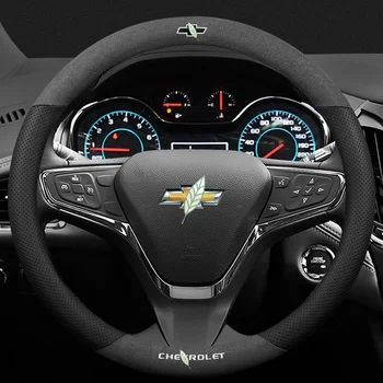 

For Chevrolet 3D Laser Printing Logo Cow Leather Car Steering Wheel Cover Fit Captiva Optra Trailblazer Orlando Sonic Colorado