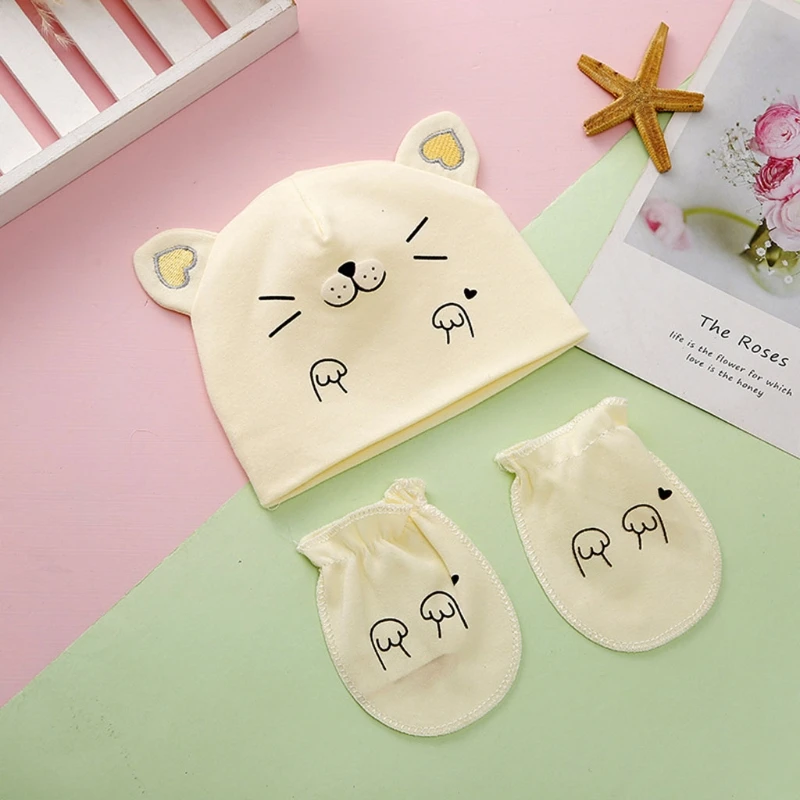child safety seat Baby Anti Scratching Cotton Gloves Infant Hat Set Newborn Face Protection Scratch Mittens Breathable Cotton Warm Cap Baby Bonnet accessoriesbaby eating 