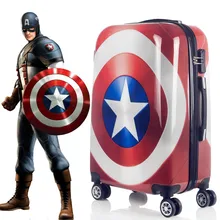 Чемодан на колесиках с рисунком Капитана Америки, дорожный костюм на колесиках, чехол для студентов, 20 дюймов, чехол для детей, 24 дюйма, милая коробка