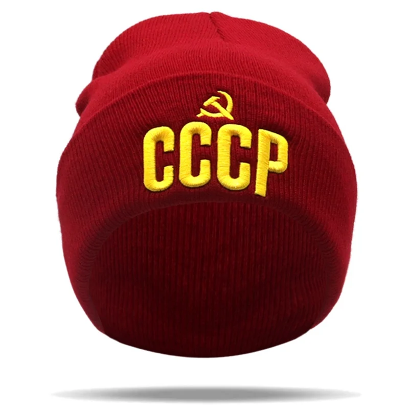 3D CCCP вязаная шапочка с вышивкой, гибкая хлопковая Повседневная шапка s, женские модные шапочки, мужские зимние теплые шапки