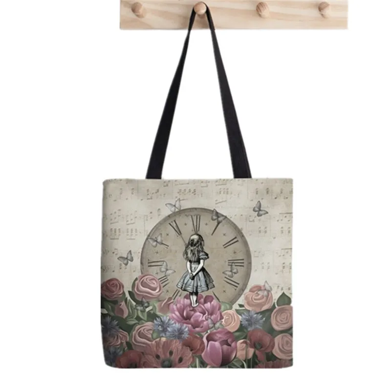 2021 Shopper Magical Wonderland Quote Painted Tote Bag women Harajuku shopper handbag girl Shoulder shopping bag Lady Canvas Bag