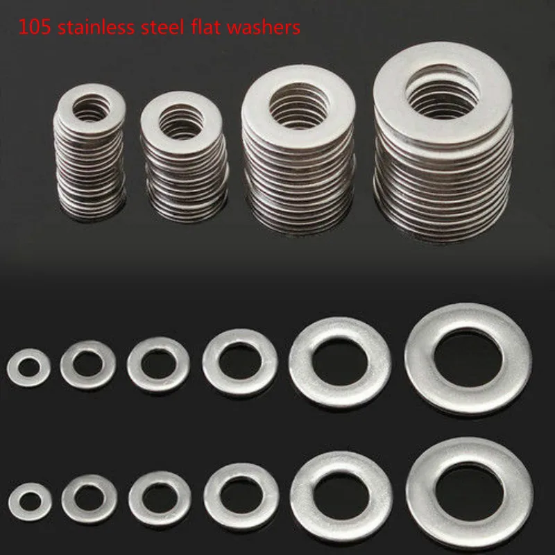 

105 stainless steel flat washers 304 Stainless Steel Washer/Spring Metric Washer Assortment Set M3 M4 M5 M6 M8 M10