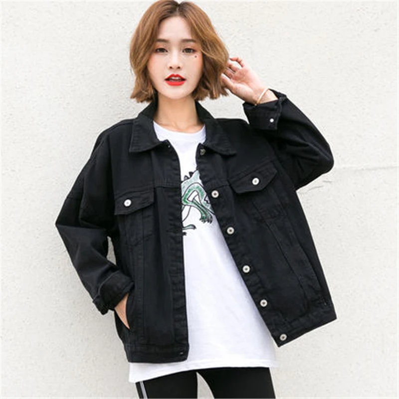 

Autumn Black Denim jacket Women 2019 Big size Ladies Vintage Short Jeans Jacket Female Harajuku fashion Women Jacket