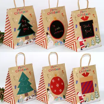 

Christmas Kraft Paper Gift Bag Personalized Message Cute DIY Graffiti Party Bag Can Be Reused With The Draft Paper Panel